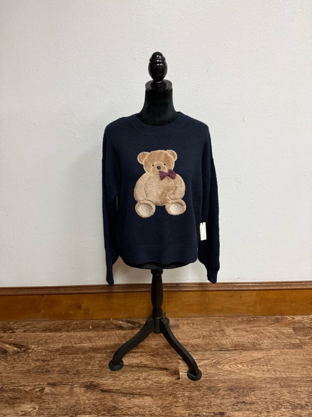 Navy Teddy Bear Crewneck Sweater